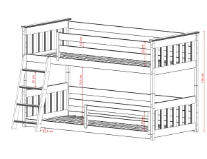 KEVIN 80x180 dark chocolate bunk bed Lano Furniture