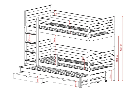 LUK 90x190 milk chocolate bunk bed Lano Furniture