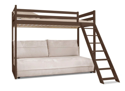SAVIO 90x200/140x200 Bitter Çikolata Ranza, Açılabilir Kanepeli, Bej Kumaş Perfect Harmony 02 Lano Meble