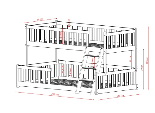 NICE 90x200/120x200 Kaschmir Etagenbett mit breiter Liegefläche Lano Möbel