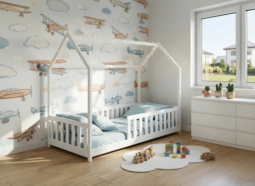 NOAH 90x200 Weiß Montessori-Bodenbett für Kinder Hausbett Lano Möbel