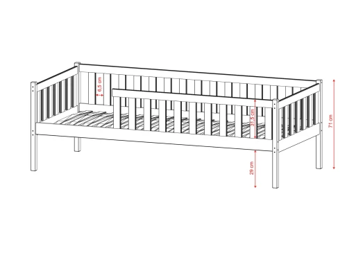 ADA 80x160 Unlackiertes Holz Einzelbett für Kinder Lano Möbel