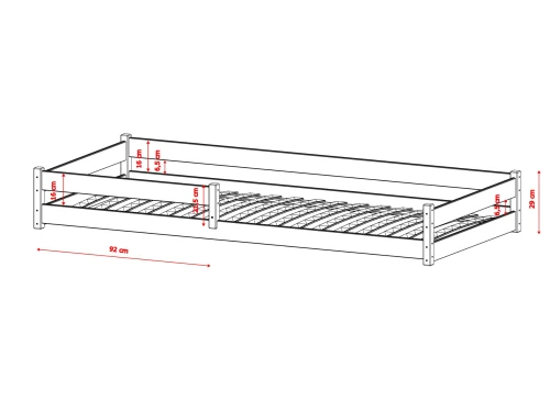 ALIS 90X190 Cilalanmamış Ahşap Montessori Çocuk Yer Yatağı Lano Meble