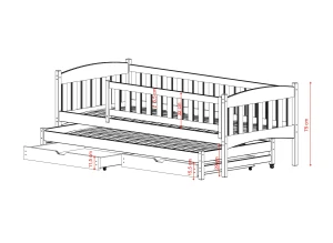 AMELKA 90x190 Cilalanmamış Ahşap Yavrulu Çocuk Yatağı Lano Meble
