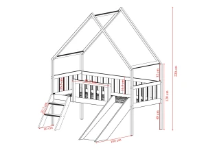 ANGEL 80x180 Boyasız Ahşap Kaydıraklı Tek Kişilik Çocuk Evi Yatağı - Lano Meble