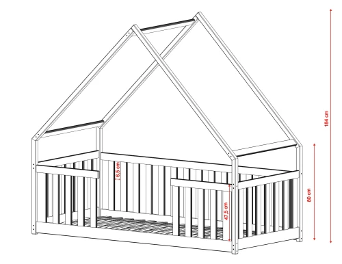 BEE 90x200 Boyasız Ahşap Montessori Çocuk Yer Yatağı Ev Yatağı Lano Meble