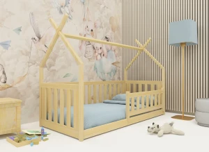 BOGUŚ 80x180 Boyasız Ahşap Montessori Yer Yatağı Çocuk Tipi Lano Meble