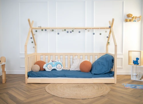 BOGUŚ 80x180 Boyasız Ahşap Montessori Yer Yatağı Çocuk Tipi Lano Meble