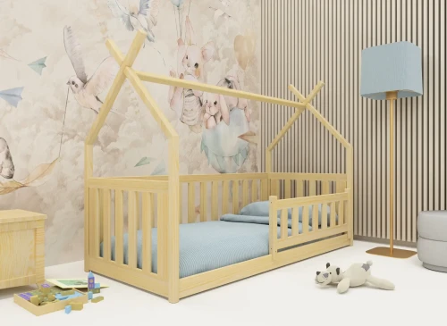 BOGUŚ 90x190 Boyasız Ahşap Montessori Çocuk Yer Yatağı Tipi Lano Meble