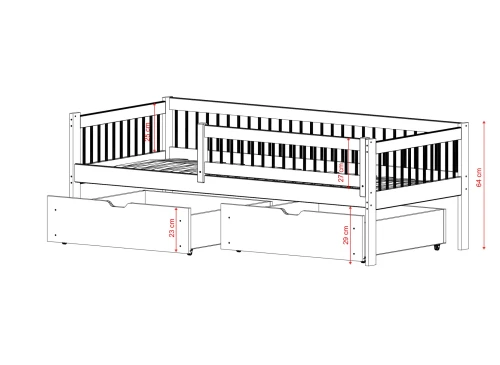 EDI 80x160 Boyasız Ahşap Çocuk Karyolası Lano Meble
