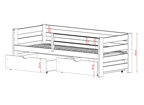ERGO 90x200 Cilalanmamış Ahşap Çocuk Tek Kişilik Yatağı Lano Meble