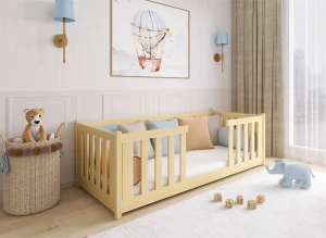 FERO 90x180 Boyasız Ahşap Montessori Çocuk Yer Yatağı Lano Meble