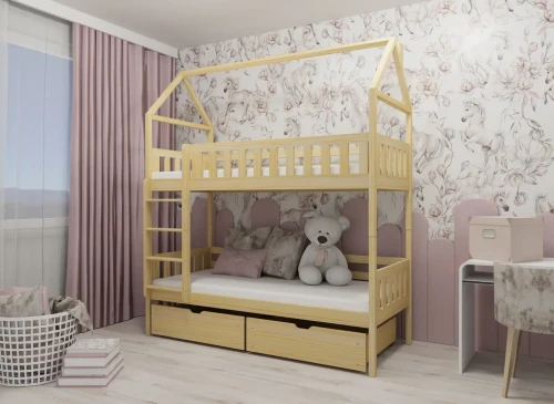 GAJA 90x190 Boyasız Ahşap Ranza Lano Meble
