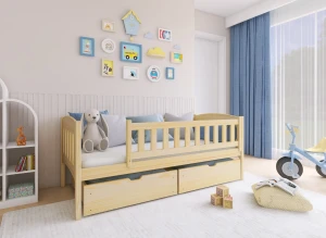GUCIO 80x160 Boyasız Ahşap Çocuk Karyolası Lano Meble