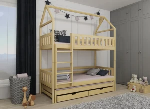 IGA 90x190 Cilalanmamış Ahşap Ranza Ev Yatak Lano Mobilya