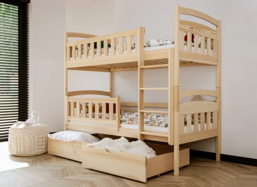 IGNAŚ 90x180 Boyasız Ahşap Ranza Lano Meble