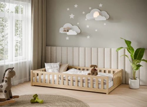 IVY 120x200 Boyasız Ahşap Tek Kişilik Çocuk Yatağı Lano Meble