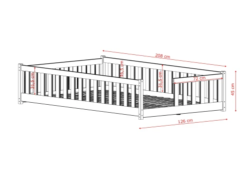 IVY 120x200 Boyasız Ahşap Tek Kişilik Çocuk Yatağı Lano Meble