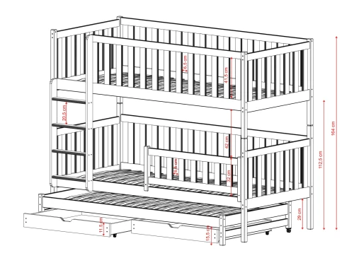LEA 80x160 Boyasız Ahşap Ranza Lano Mobilya