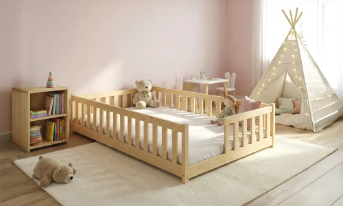 LEVI 140x200 Cilalanmamış Ahşap Tek Kişilik Çocuk Yatağı Lano Mobilya