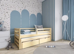 SENSO 80x170 Boyasız Ahşap Yavrulu Çocuk Yatağı Lano Meble