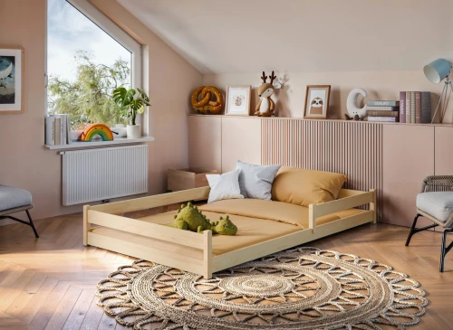 ZOFIA 120x200 Boyasız Ahşap Montessori Yer Yatağı - Çocuklar İçin Lano Meble