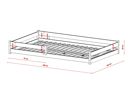 ZOFIA 120x200 Boyasız Ahşap Montessori Yer Yatağı - Çocuklar İçin Lano Meble