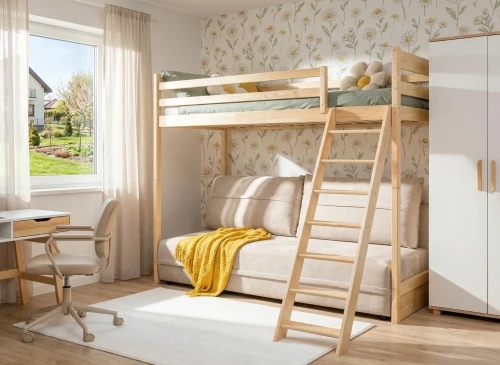 SAVIO 90x200/140x200 Kiefer Etagenbett mit ausziehbarem Sofa beige Stoff  perfect harmony 02 Lano Möbel