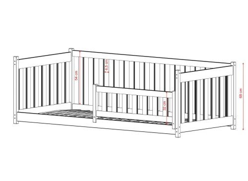 CONCEPT 90x200 Baumwolle Einzelkinderbett Gitterbett Lano Möbel