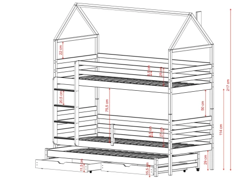 DALIA 90x190 Baumwolle Etagenbett Hausbett Lano Möbel