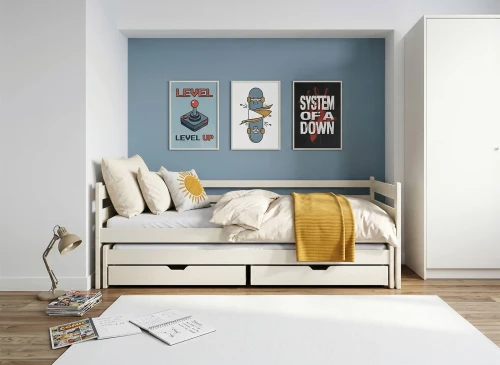 HABI 90x200 Cotton Double Pull-Out Bed Lano Meble