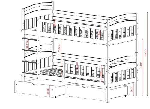 IGNAŚ 80x170 Baumwolle Etagenbett Lano Möbel