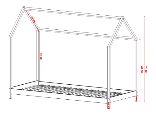 LUCKY 80x160 Baumwolle Einzelkinderbett Hausbett Lano Möbel