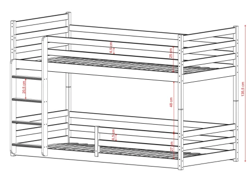 MINI 90x190 Baumwolle Etagenbett Lano Möbel