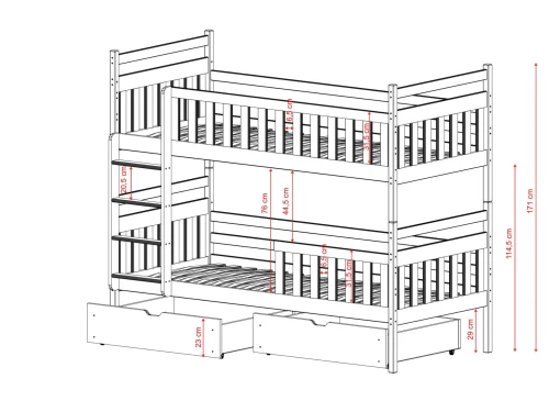 MONIKA 90x200 Baumwolle Etagenbett Lano Möbel