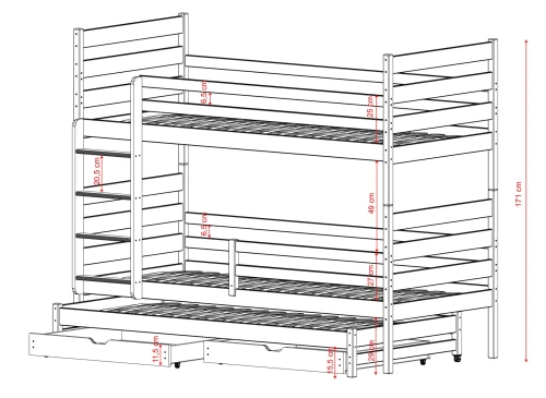 TOMI 80x160 Baumwolle Etagenbett Lano Möbel