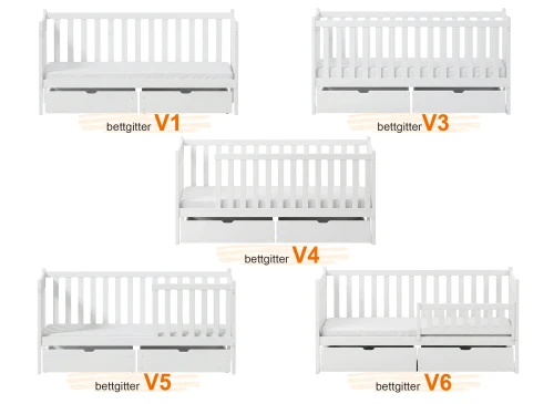 ALICJA 90x200 Weiß Einzelbett für Kinder Lano Möbel