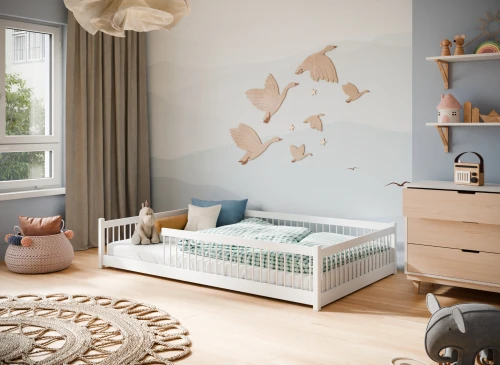 JUNIOR 120x200 Weiß Montessori-Bodenbett für Kinder Lano Möbel