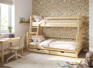 FAMI 90x200/120x200 Kiefer Etagenbett mit breiter Liegefläche Lano Möbel