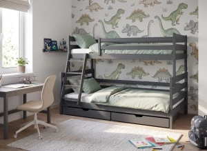 FAMI 90x200/120x200 Graphit Etagenbett mit breiter Liegefläche Lano Möbel