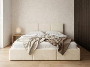 Polstertbett HAVEN 160x200 in cremefarbenem Manila-01-Stoff