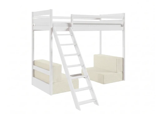 SOFENA 90x200 Weiß Etagenbett mit modularem Sofa beige Stoff Poso 38 Lano Möbel