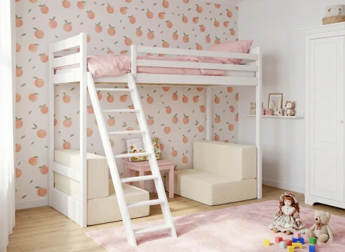 SOFENA 90x200 Weiß Etagenbett mit modularem Sofa beige Stoff Poso 38 Lano Möbel