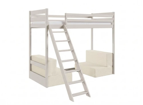 SOFENA 90x200 Kaschmir Etagenbett mit modularem Sofa Beige Stoff Poso 38 Lano Möbel