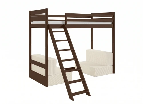 SOFENA 90x200 Zartbitterschokolade Etagenbett mit modularem Sofa beige Stoff Poso 38 Lano Möbel
