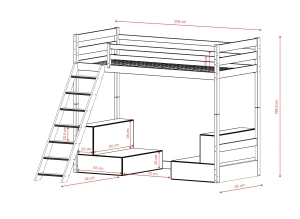 SOFENA 90x200 Milchschokolade Etagenbett mit modularem Sofa beige Stoff Poso 38 Lano Möbel