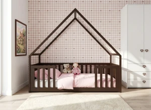 BEE 80x200 dark chocolate Montessori floor bed children's house Lano Furniture