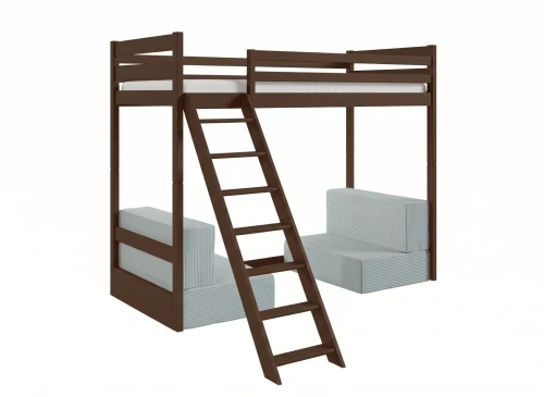 SOFENA 90x200 Zartbitterschokolade Etagenbett mit modularem Sofa grau Stoff Zoom 15 Sage Lano Möbel