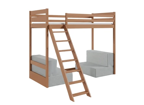 SOFENA 90x200 Zimt Etagenbett mit modularem Sofa grau Stoff Zoom 15 Sage Lano Möbel