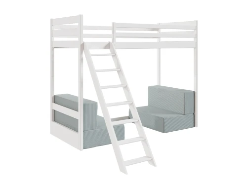 SOFENA 90x200 Weiß Etagenbett mit modularem Sofa grau Stoff Zoom 15 Sage Lano Möbel